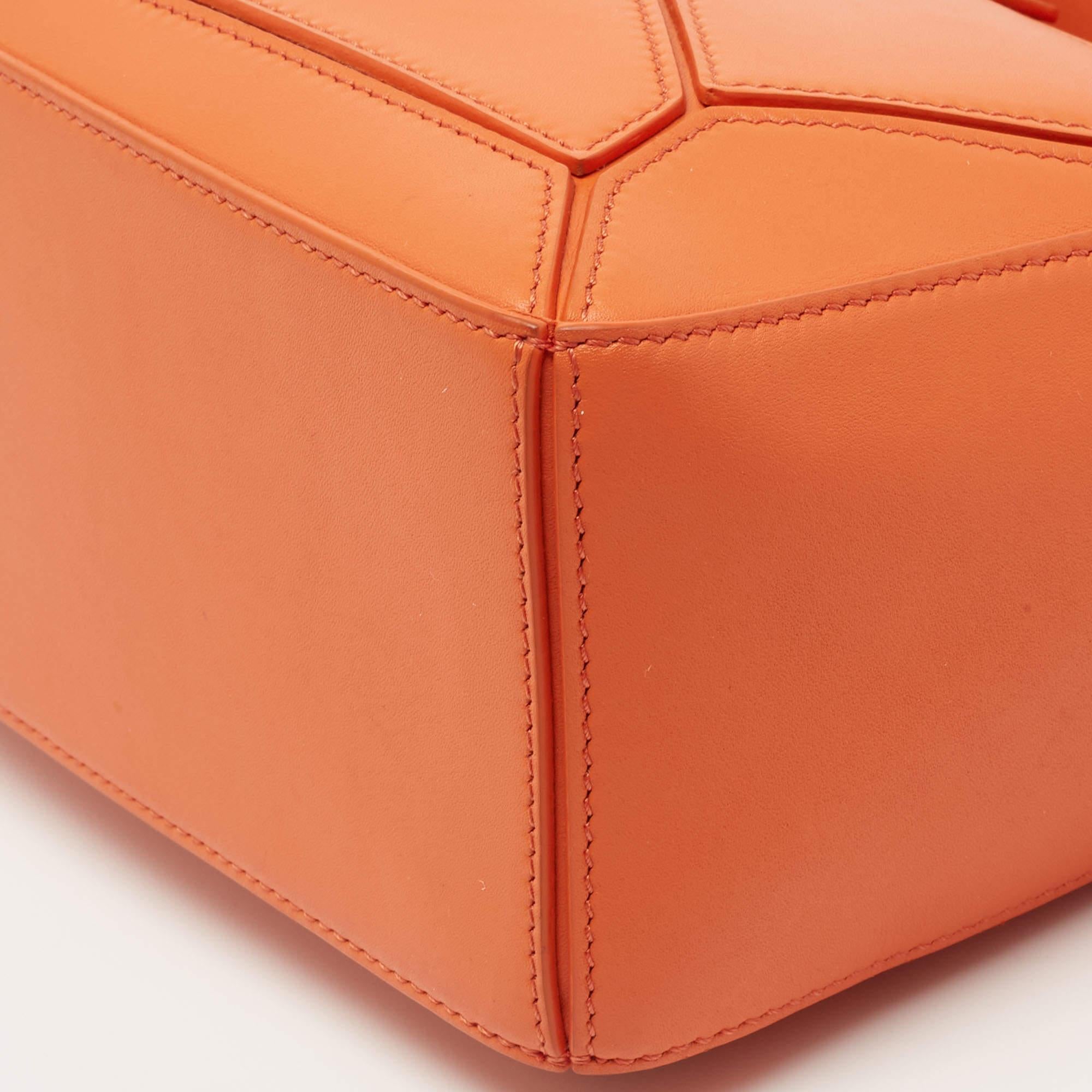 Loewe Orange Leather Small Puzzle Shoulder Bag 5