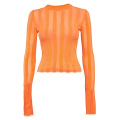 Loewe Orange Logo Jacquard Knit Long Sleeve Top S