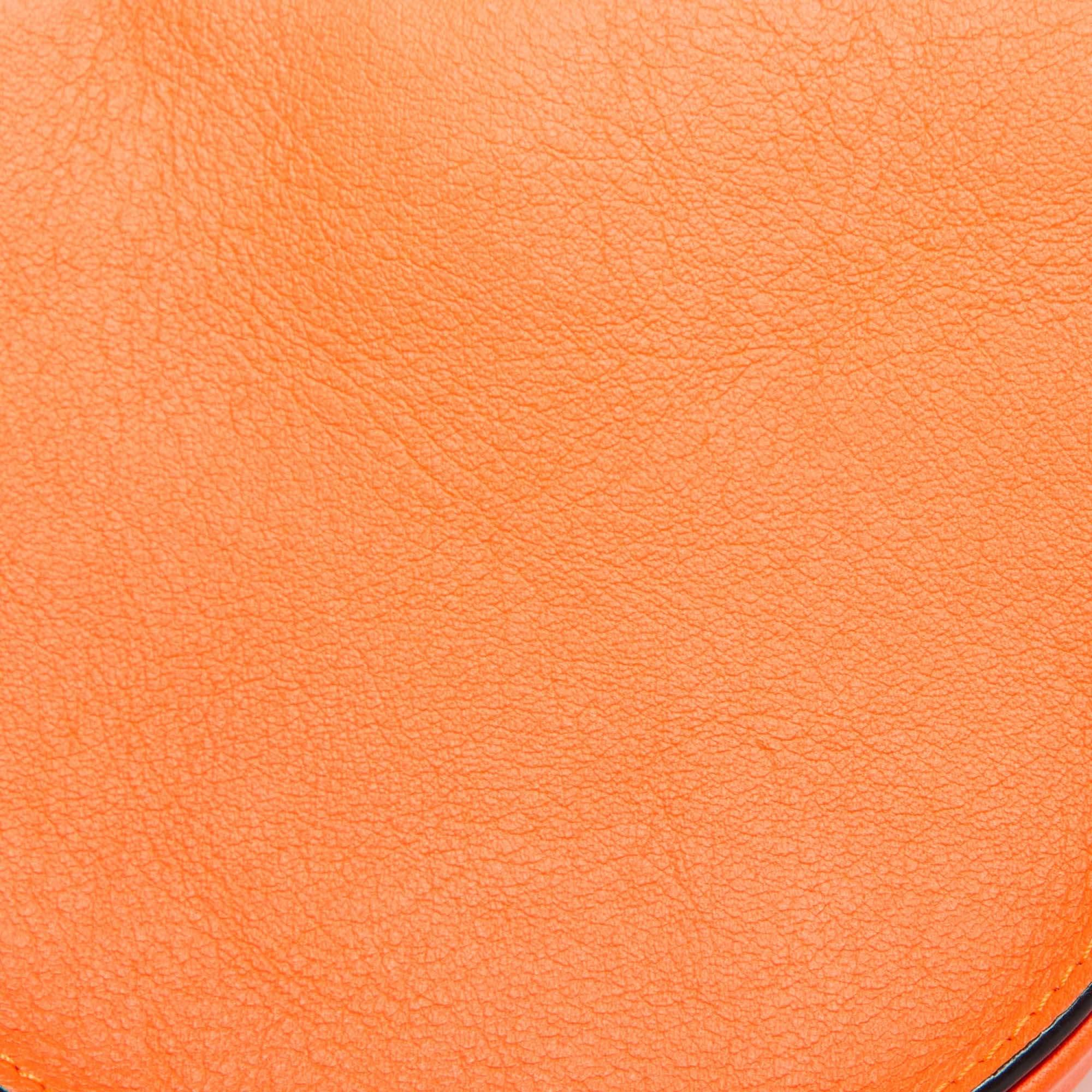 Loewe Orange Neon Leather Heel Flap Crossbody Bag 1