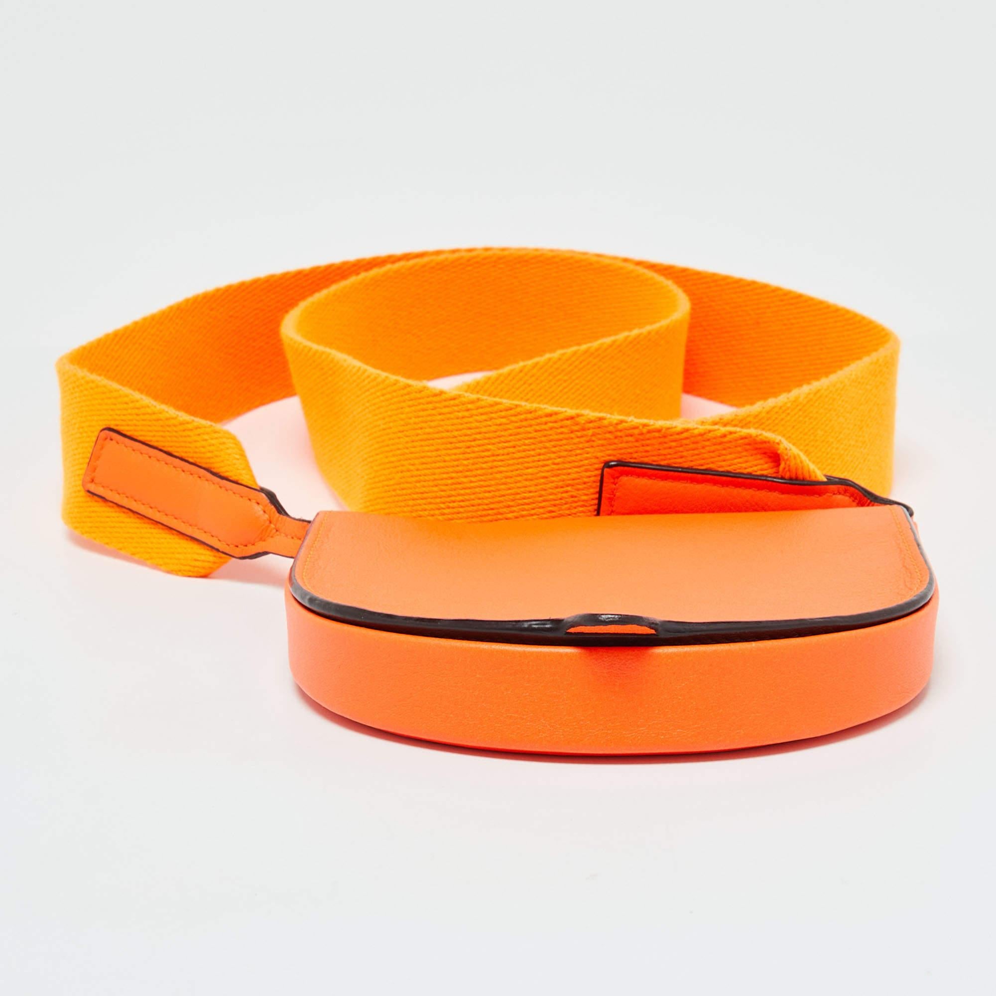 Loewe Orange Neon Leather Heel Flap Crossbody Bag 2