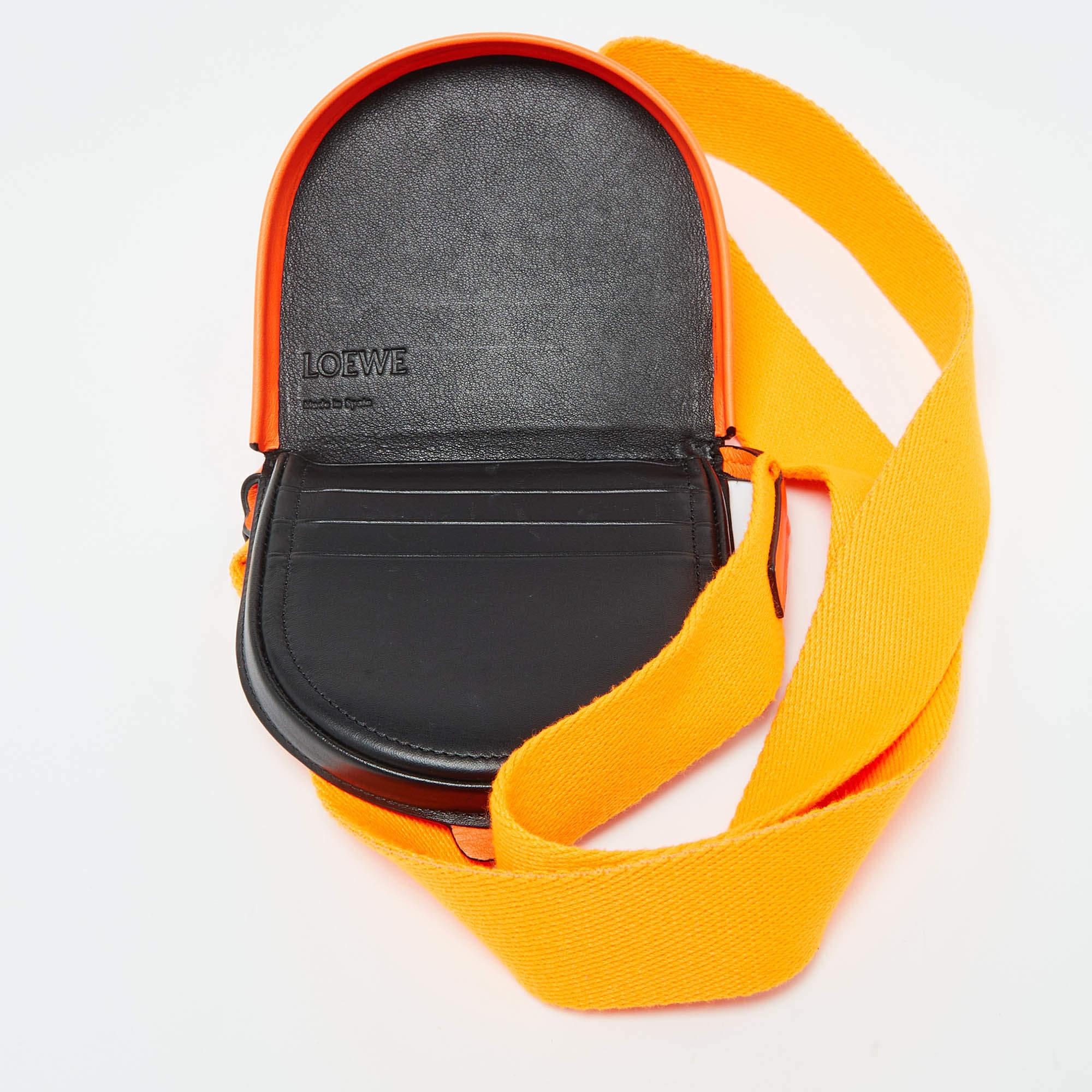 Loewe Orange Neon Leather Heel Flap Crossbody Bag 4