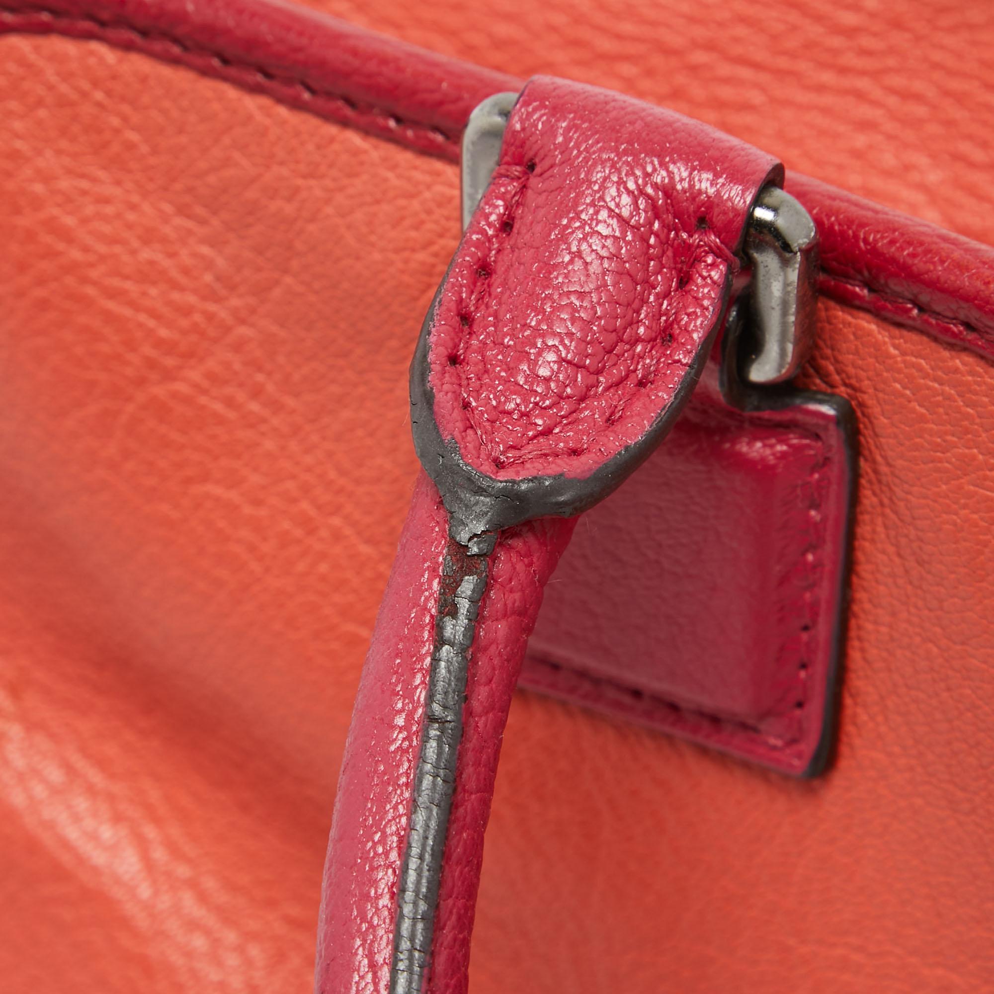 Loewe Orange/Pink Leather Amazona Satchel For Sale 7