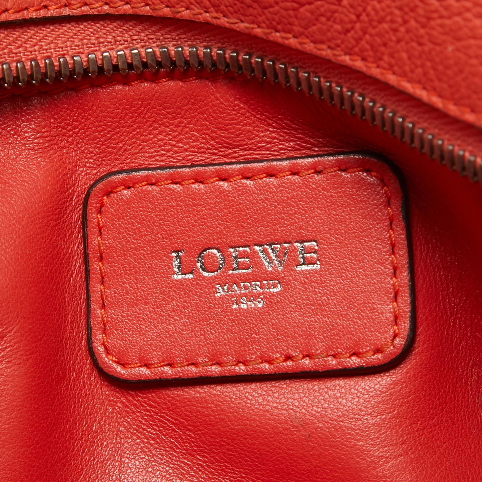 Loewe Orange/Pink Leather Amazona Satchel For Sale 11