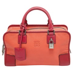 Loewe - Cartable Amazona en cuir orange/rose