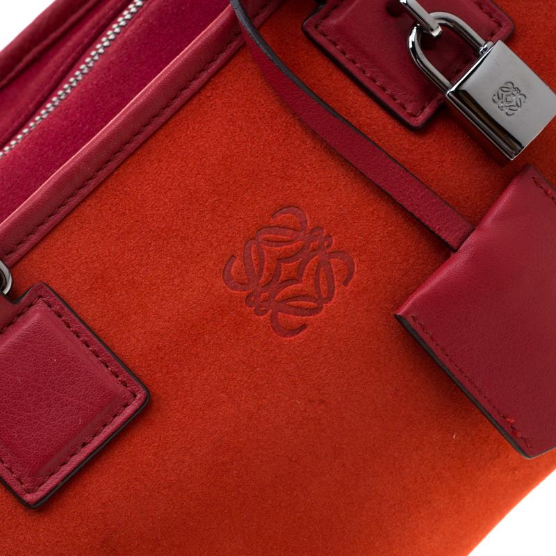 Loewe Orange/Red Suede and Leather Amazona Satchel 2