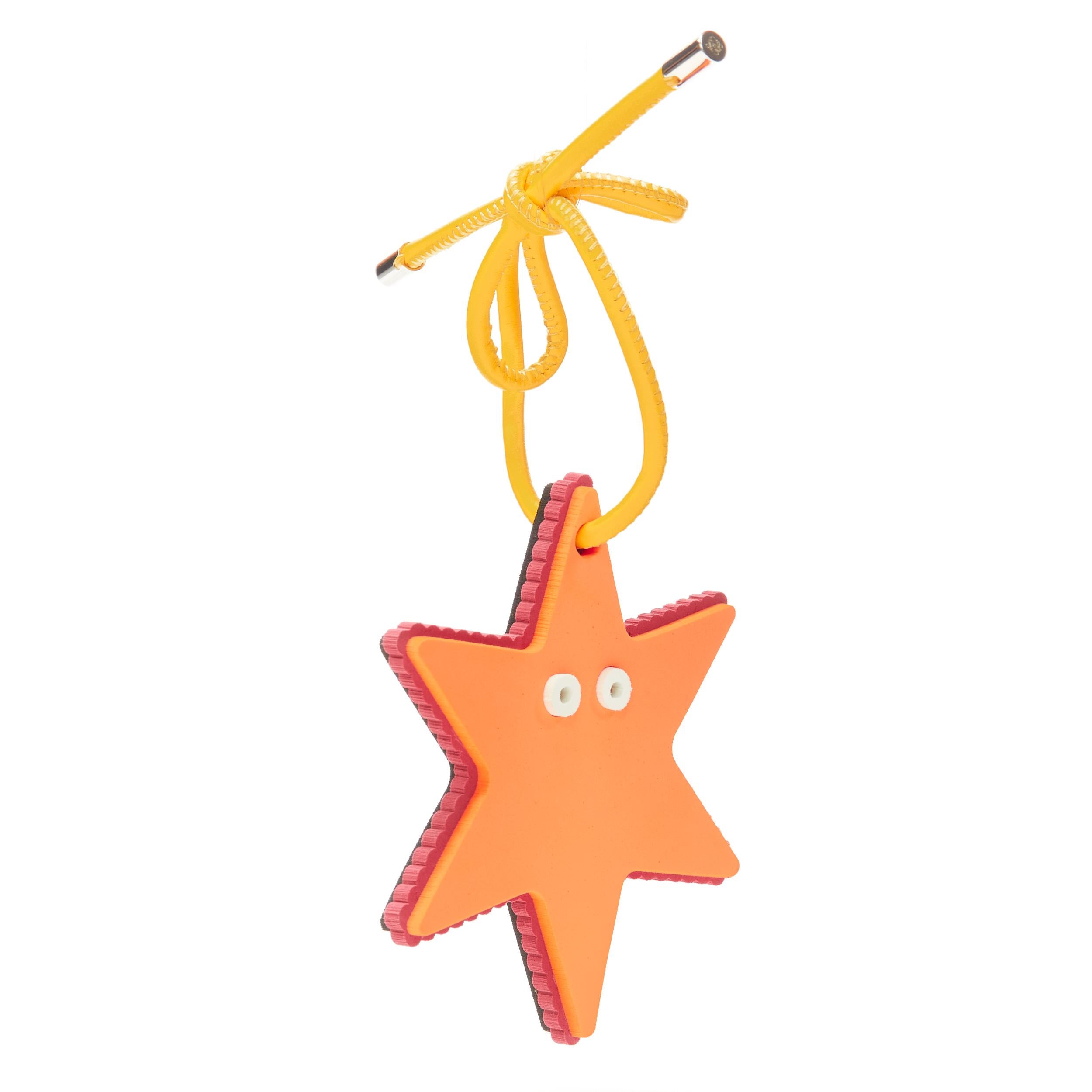 Orange LOEWE orange starfish foam yellow leather cord bag charm For Sale