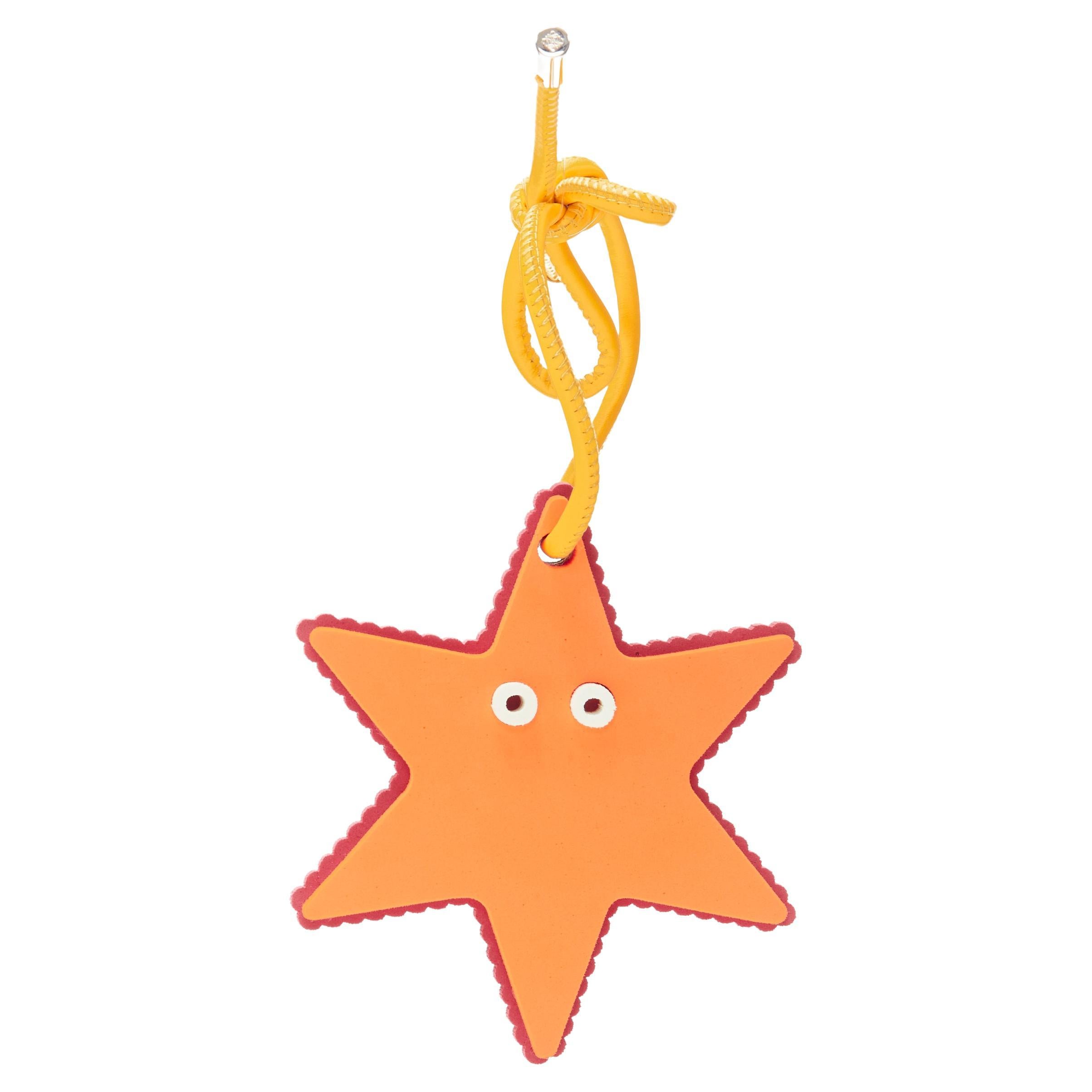 LOEWE orange starfish foam yellow leather cord bag charm For Sale