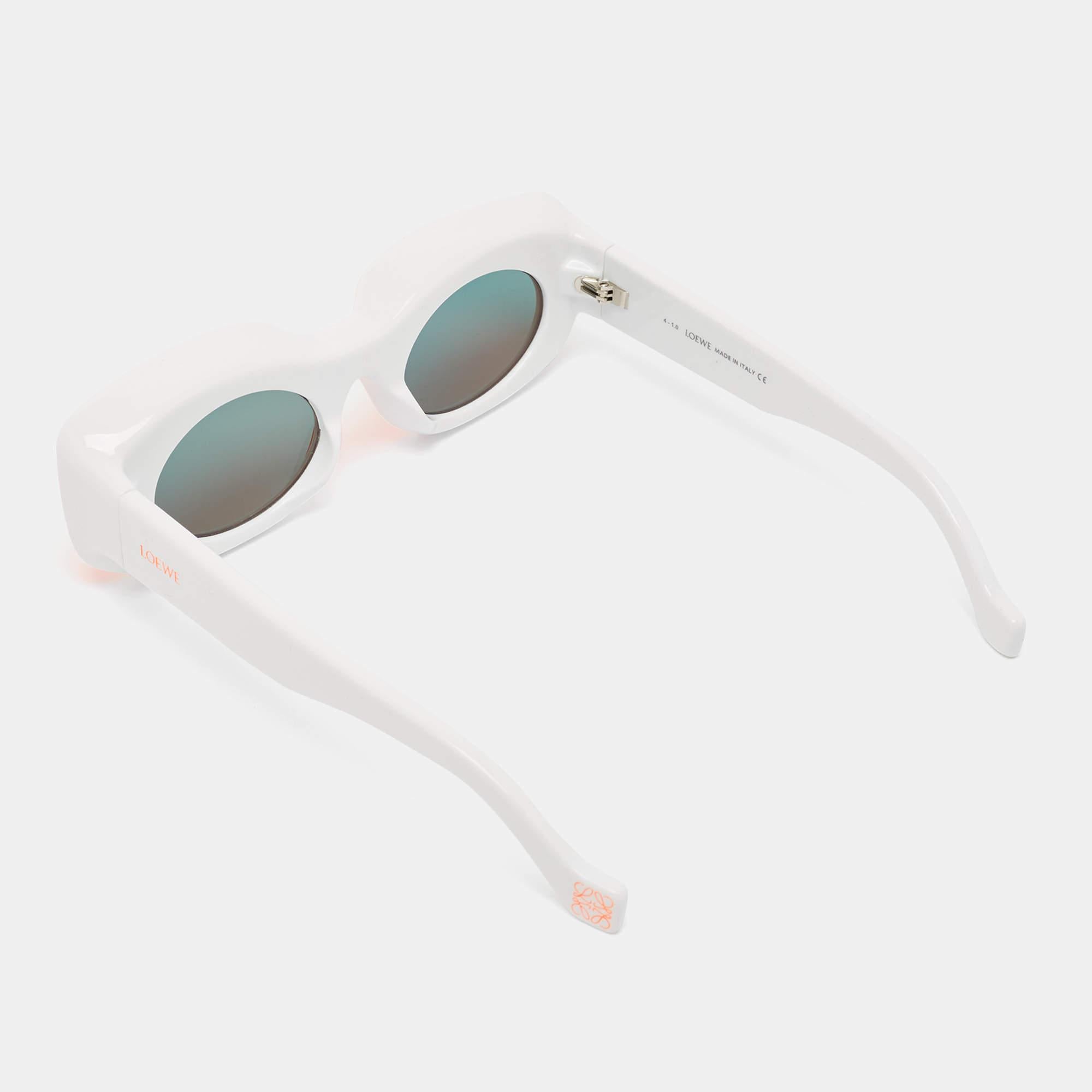 Loewe Orange/White LW400331 Paula's Ibiza Oval Sunglasses In Excellent Condition For Sale In Dubai, Al Qouz 2