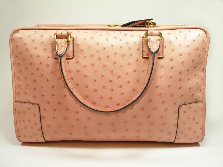Loewe Ostrich Leather Amazona Bag 36 cm Rose Bubble Gum Gold Hardware ...