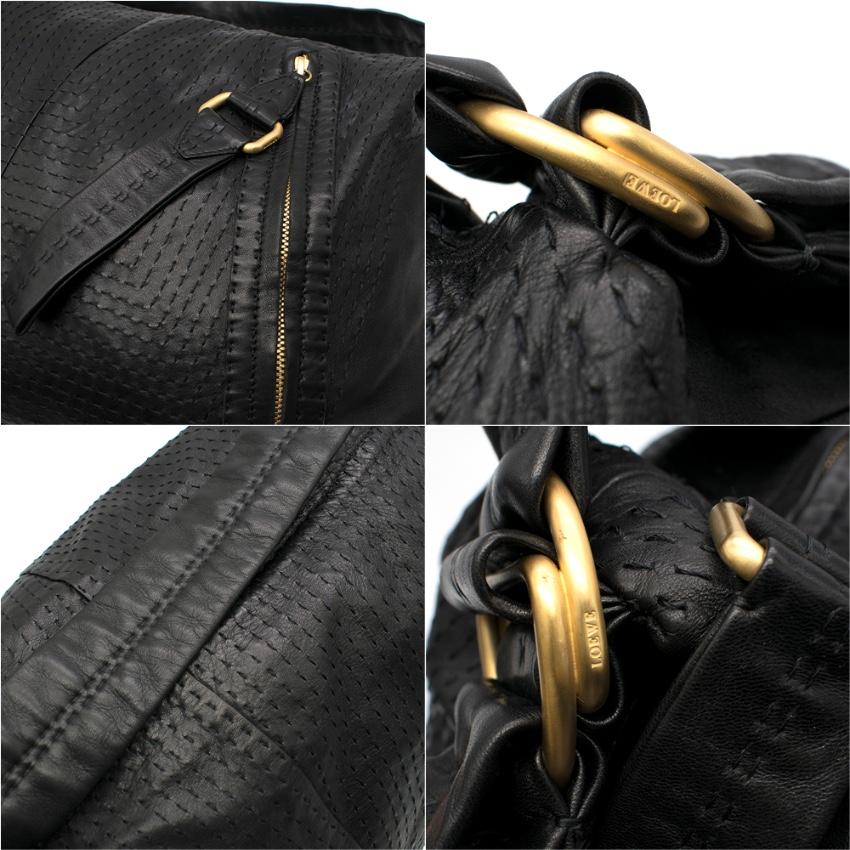 Loewe Overstich Detail Black Leather Weekend Bag For Sale 2
