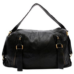 Loewe Overstich Detail Black Leather Weekend Bag