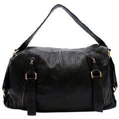 Loewe Overstich Detail Black Leather Weekend Bag