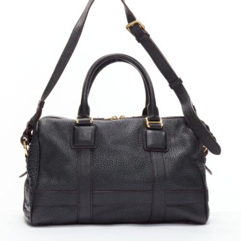 Women's LOEWE Paseo 30 black anagram goatskin crossbody tote bag