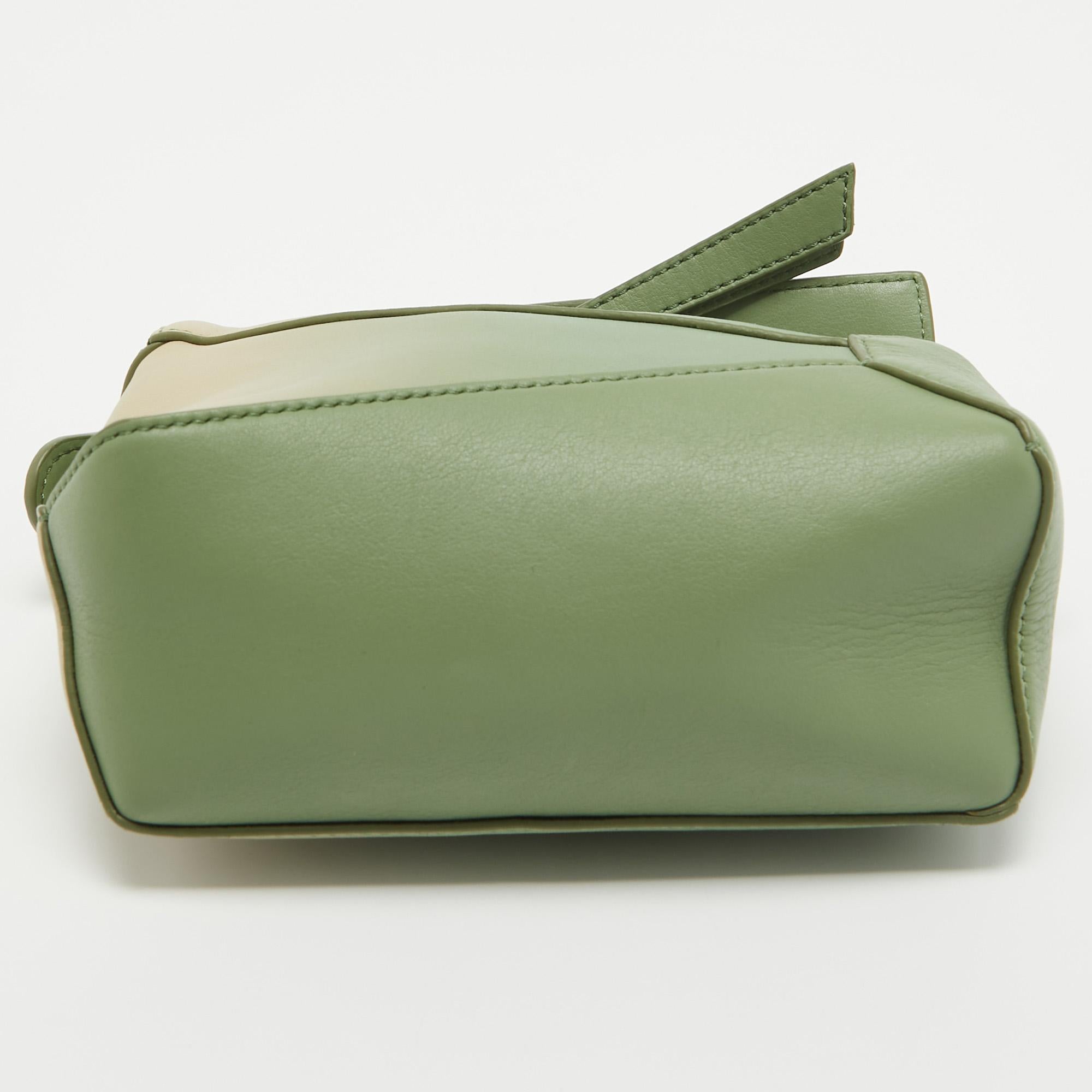 Loewe Pastel Green Leather Mini Degrade Puzzle Shoulder Bag 1