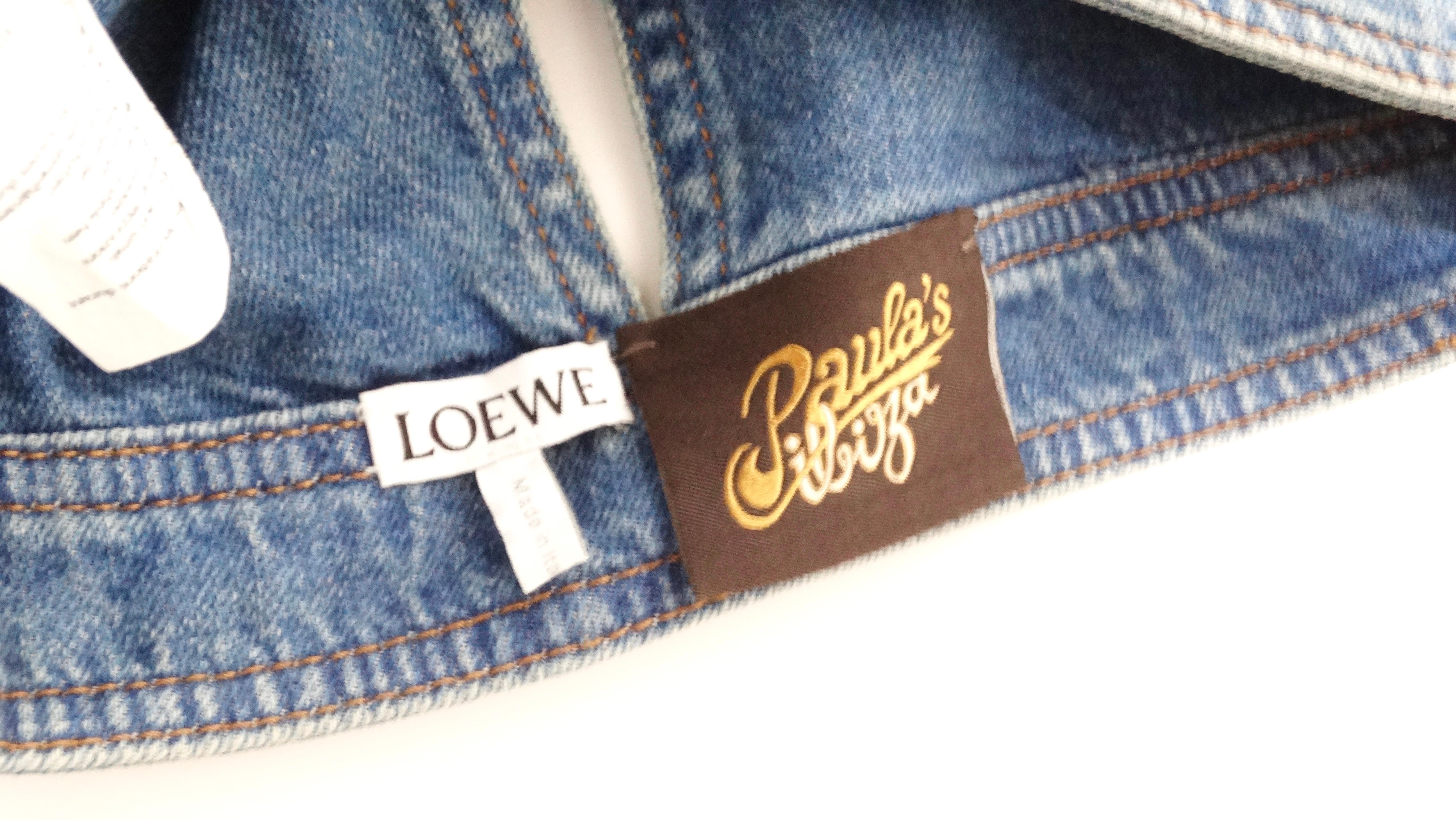 Women's Loewe Paula Ibiza's Anagram Denim Bustier Crop Top For Sale