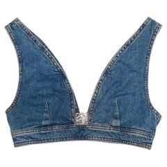 Loewe Paula Ibiza's Anagram Denim Bustier Crop Top