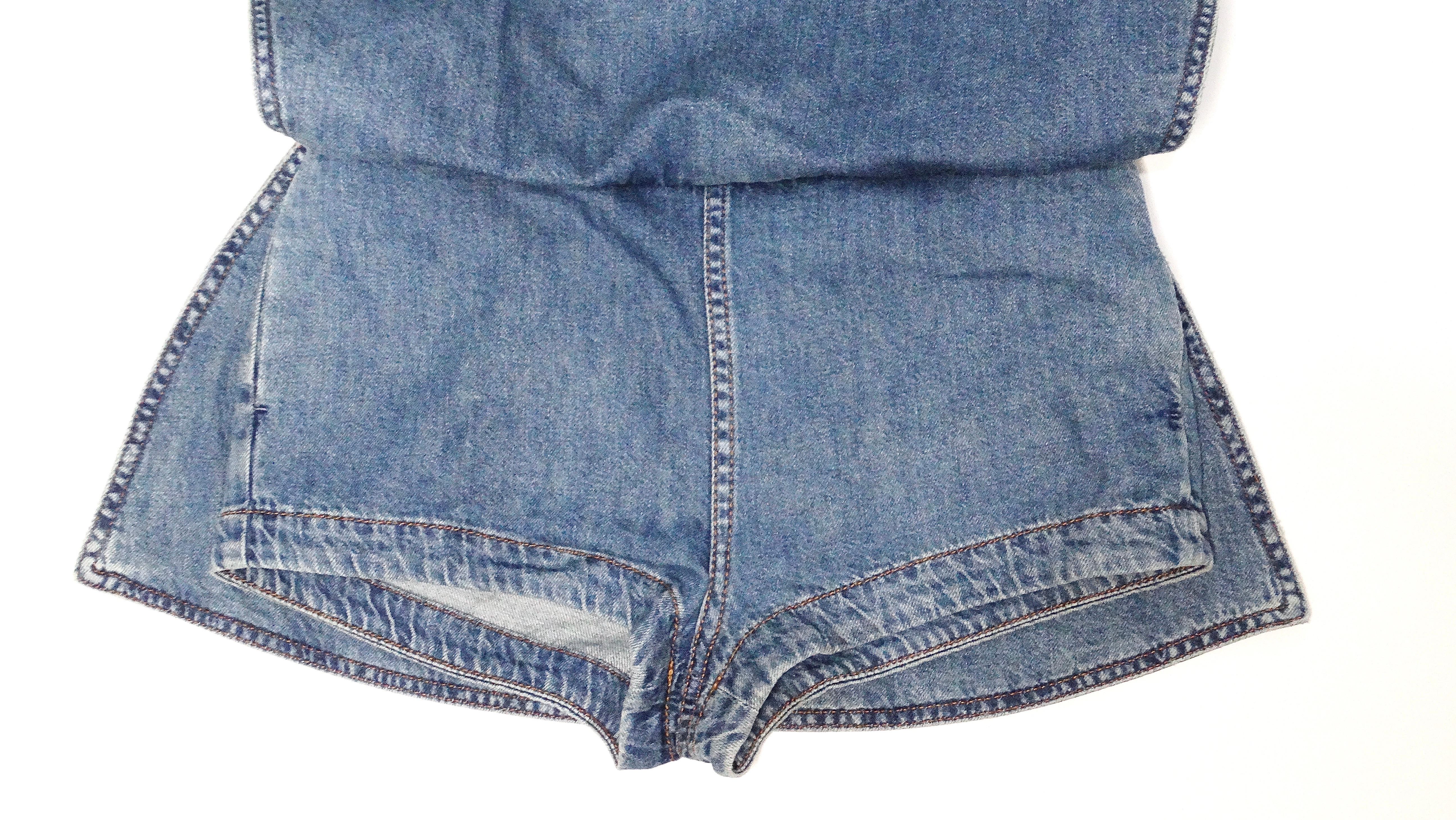 Gray Loewe Paula Ibiza's Denim Anagram Mini Skort For Sale