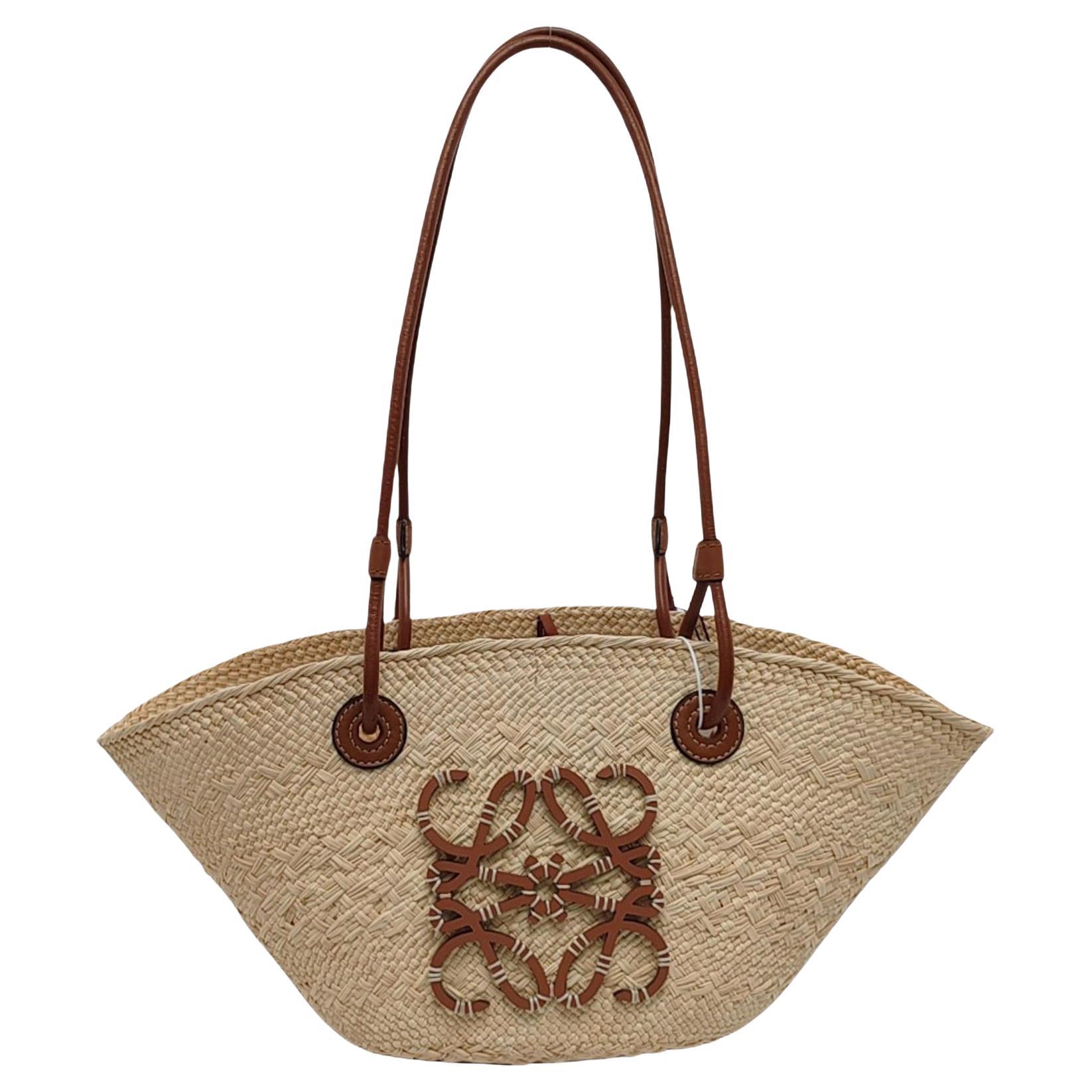 Loewe Paulas Ibiza Anagram Raffia Small Basket Tote Bag For Sale