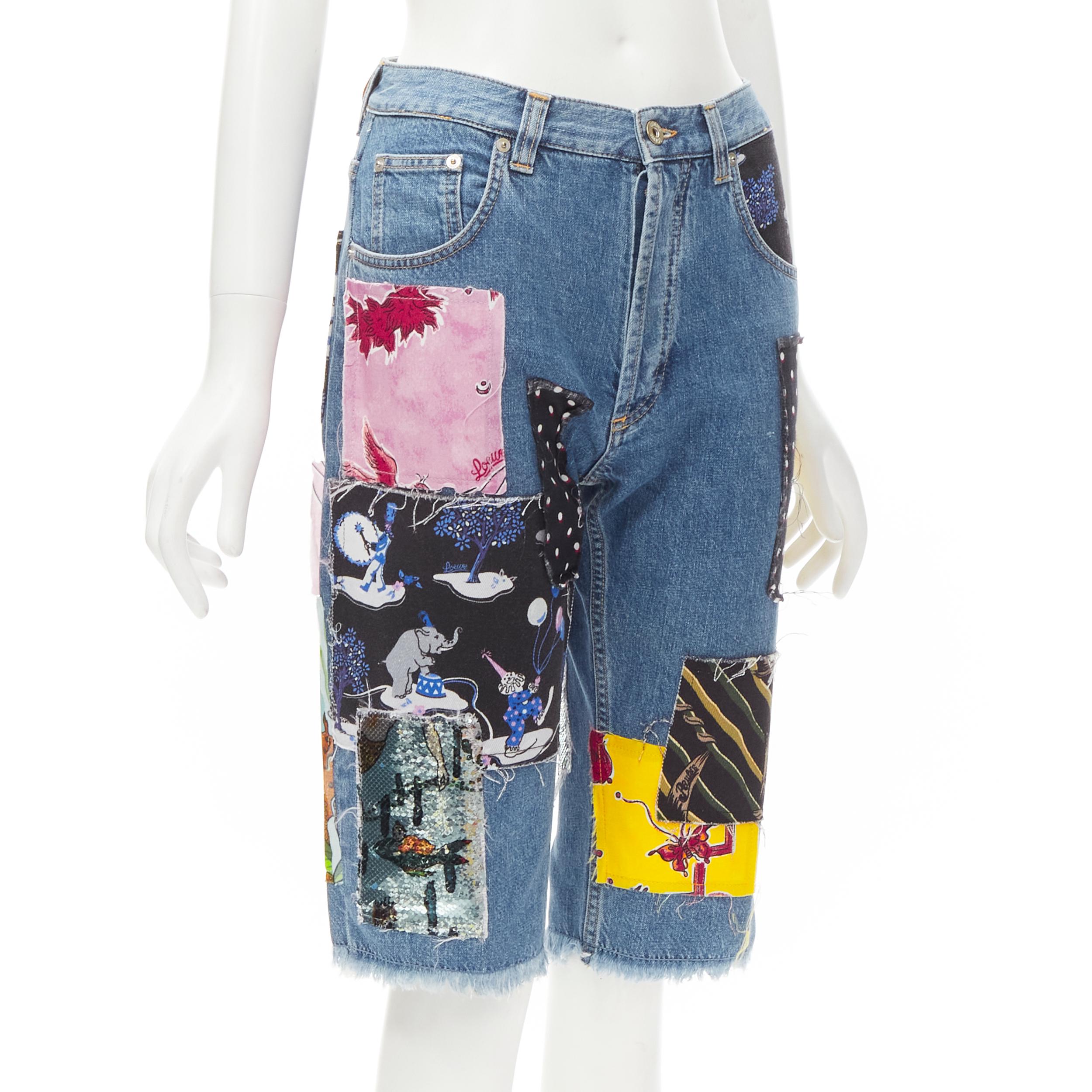 Gris Short découpé LOEWE PAULA'S IBIZA en jean bleu à sequins mélangés, taille S en vente