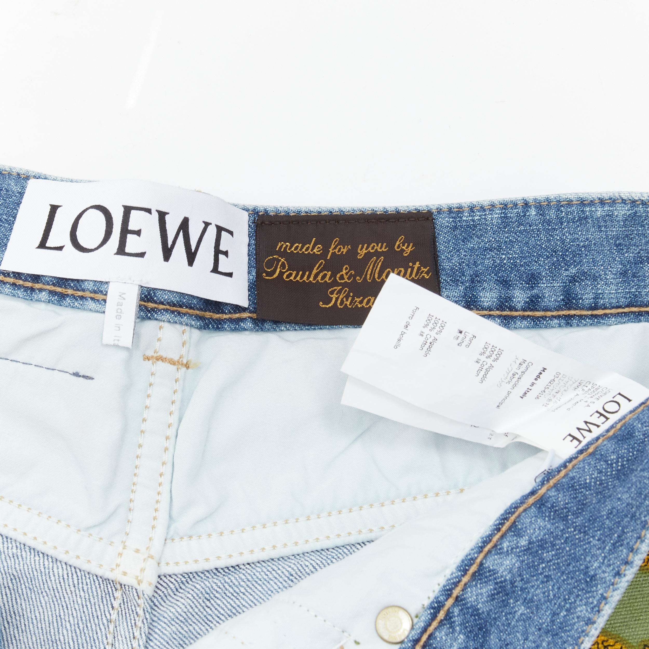 LOEWE PAULA'S IBIZA blue denim sequnis patchwork cut off shorts FR36 S 1