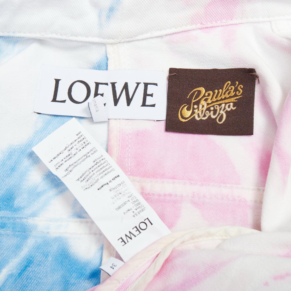 LOEWE Veste en jean fendue PAULA'S IBIZA rose bleu tie dye FR34 XS en vente 5