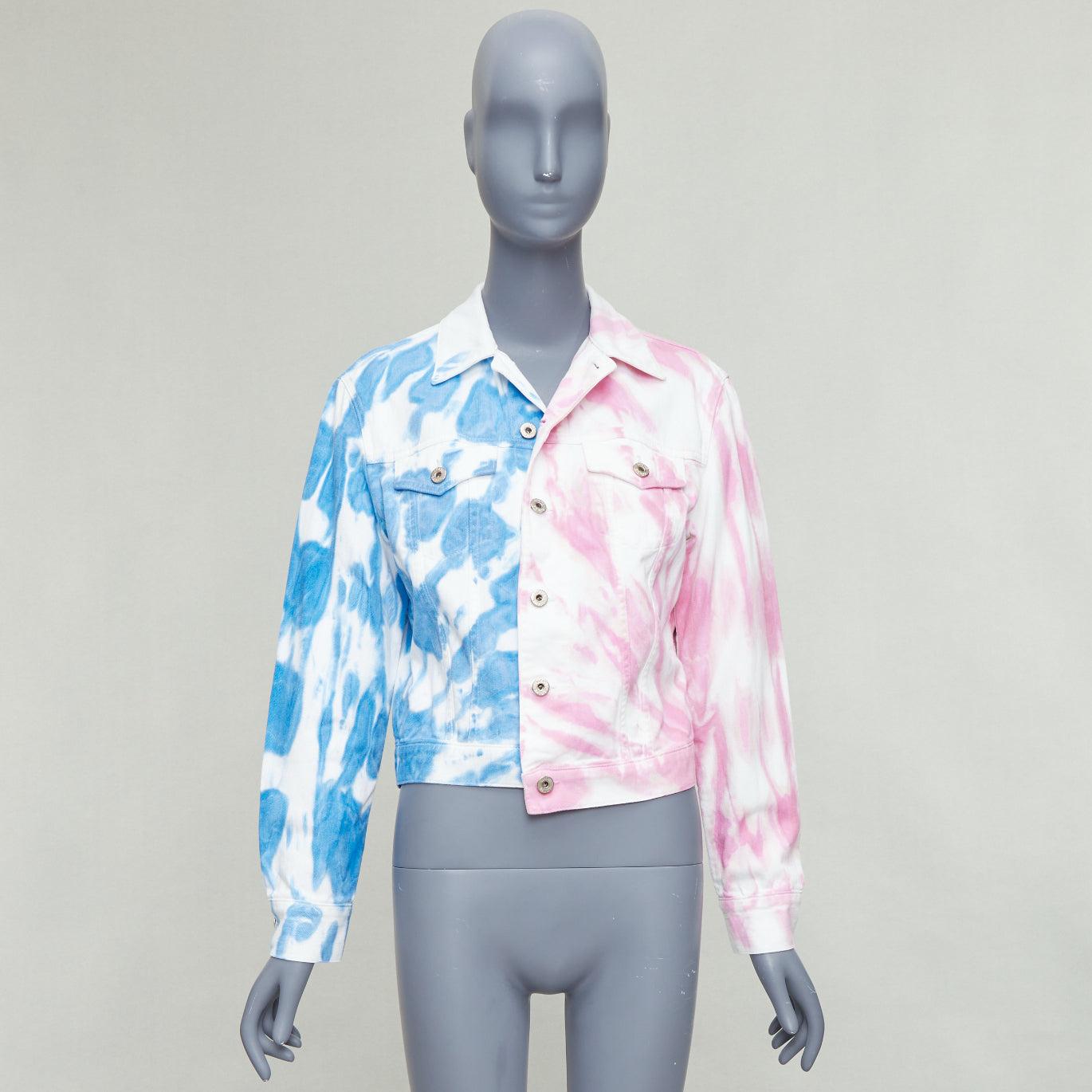 LOEWE Veste en jean fendue PAULA'S IBIZA rose bleu tie dye FR34 XS en vente 6