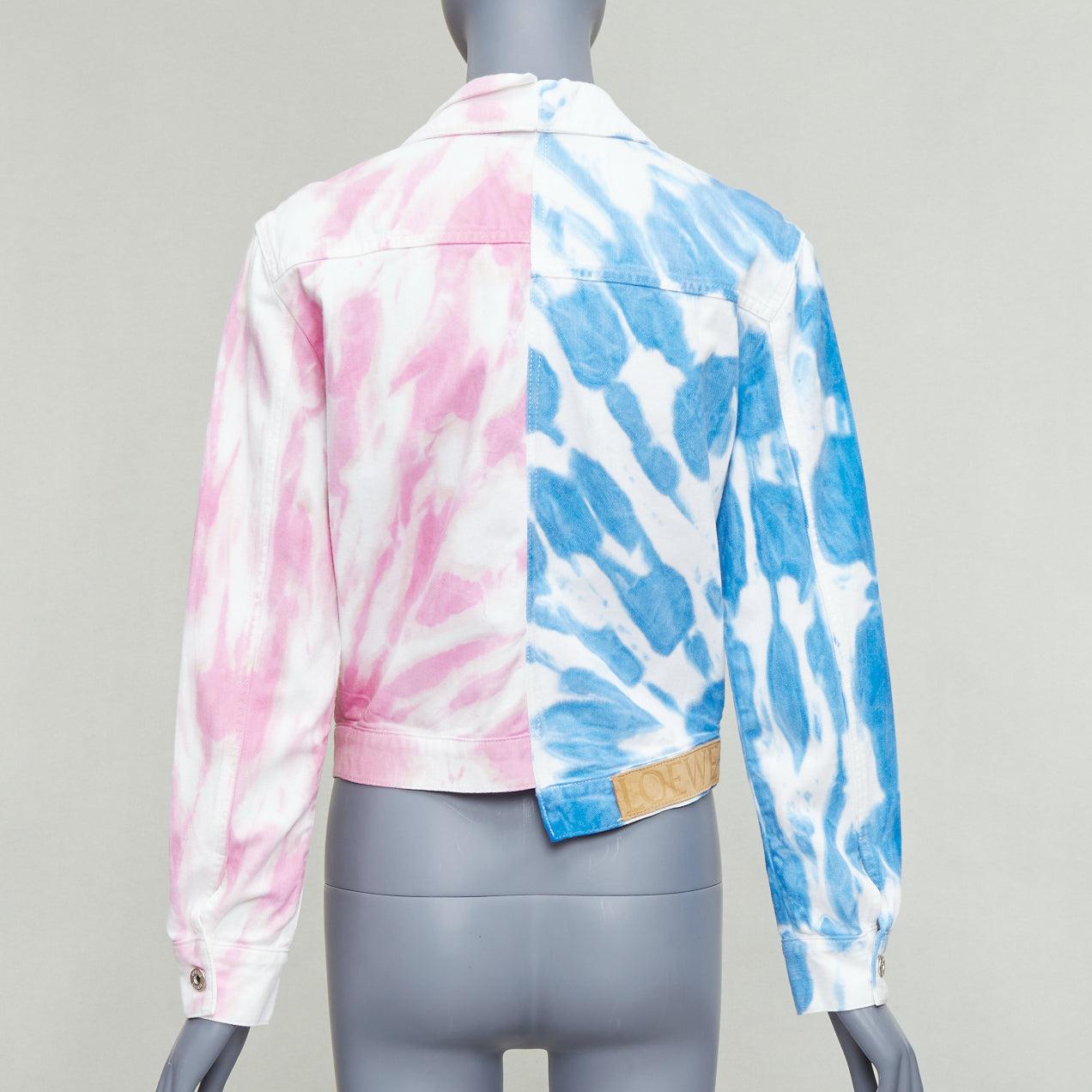 LOEWE Veste en jean fendue PAULA'S IBIZA rose bleu tie dye FR34 XS en vente 1