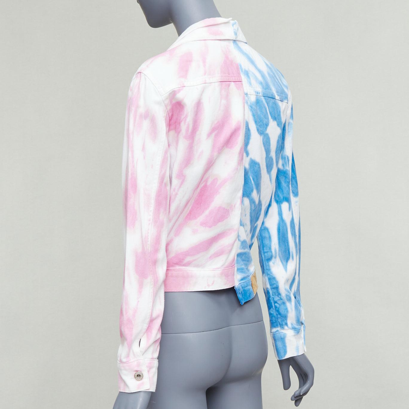 LOEWE Veste en jean fendue PAULA'S IBIZA rose bleu tie dye FR34 XS en vente 2