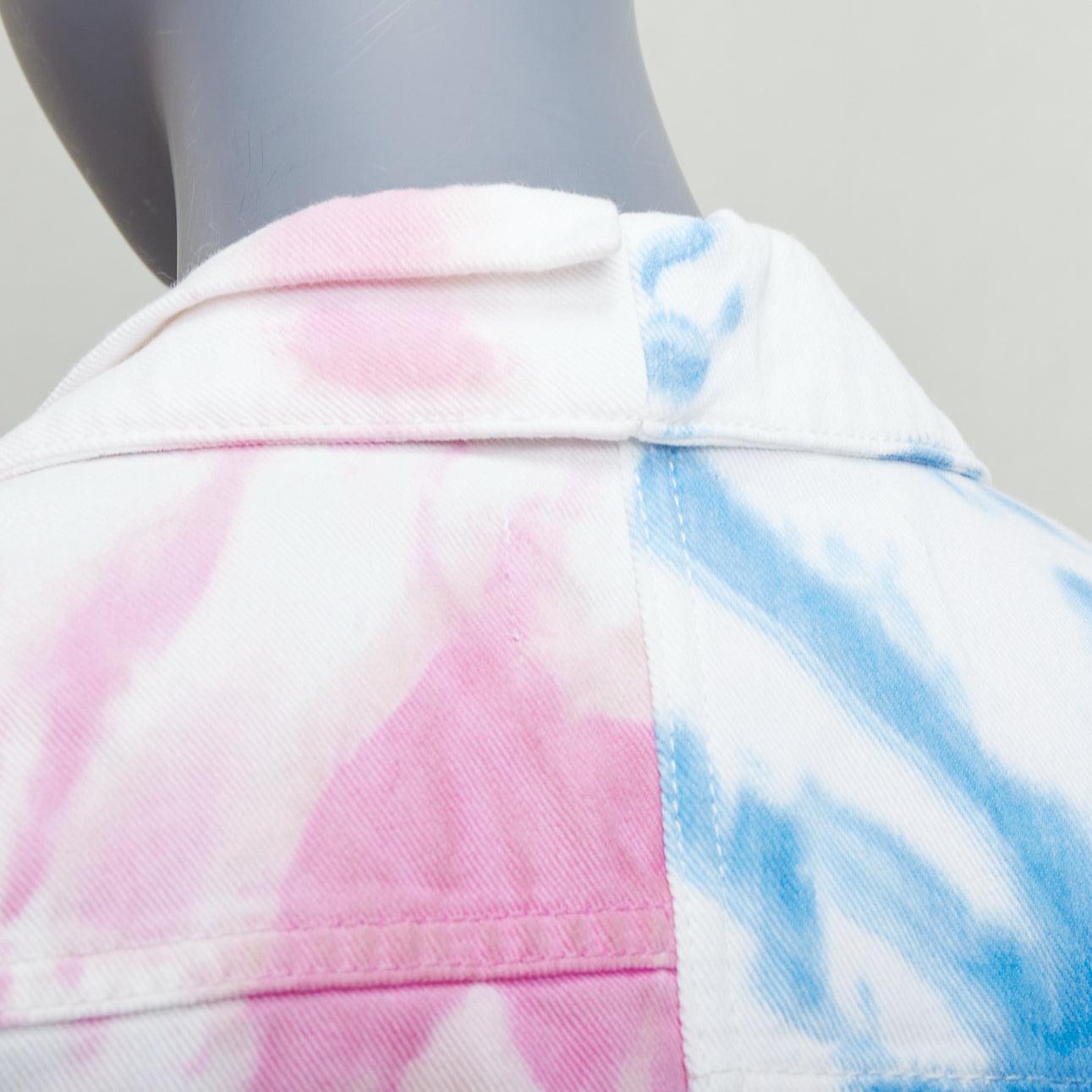 LOEWE Veste en jean fendue PAULA'S IBIZA rose bleu tie dye FR34 XS en vente 4