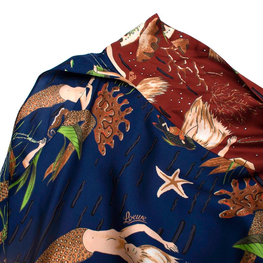 Loewe Paula's Ibiza Silk Twill Mermaid Print Dress In Excellent Condition In London, GB