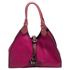 Loewe Pink/Brown Leather Turnlock Shoulder Bag