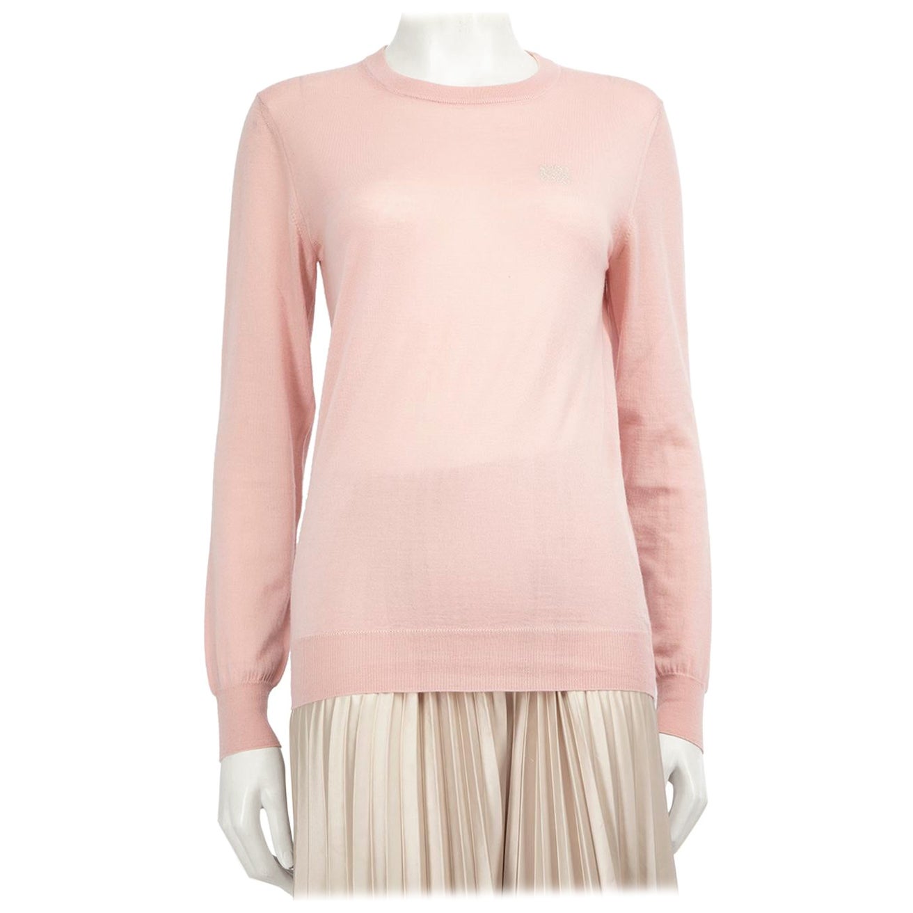 Loewe Pink Cashmere Logo Embroidered Knit Jumper Size S