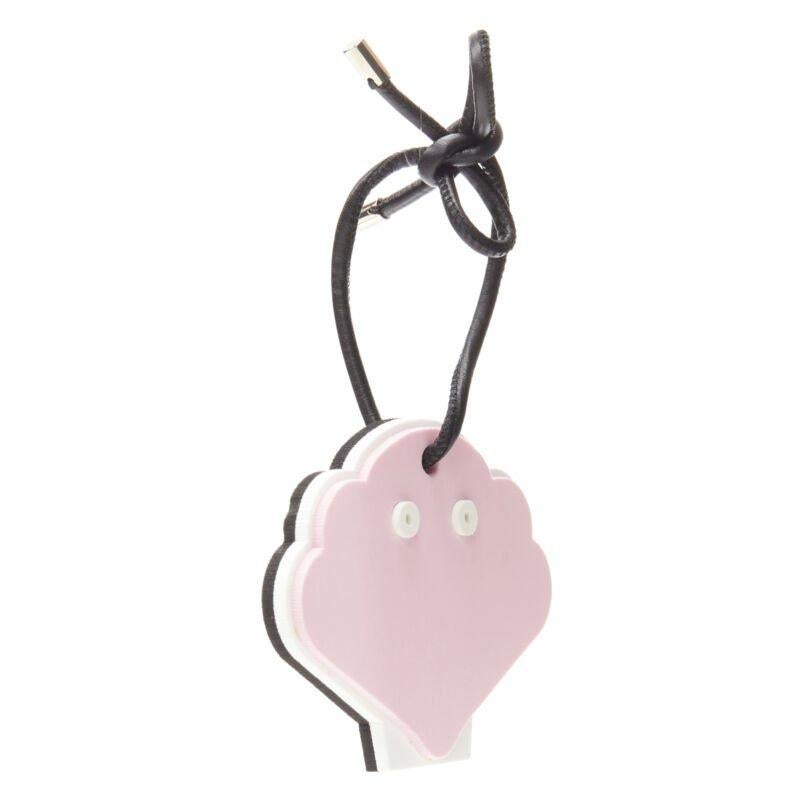 Beige LOEWE pink clam foam black leather cord bag charm