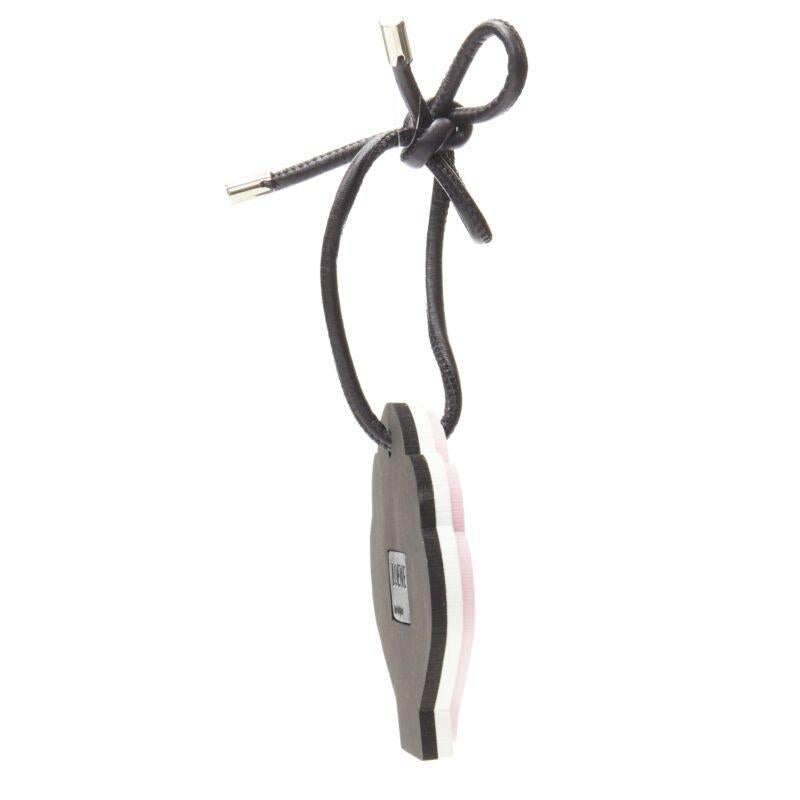 LOEWE pink clam foam black leather cord bag charm In Excellent Condition In Hong Kong, NT
