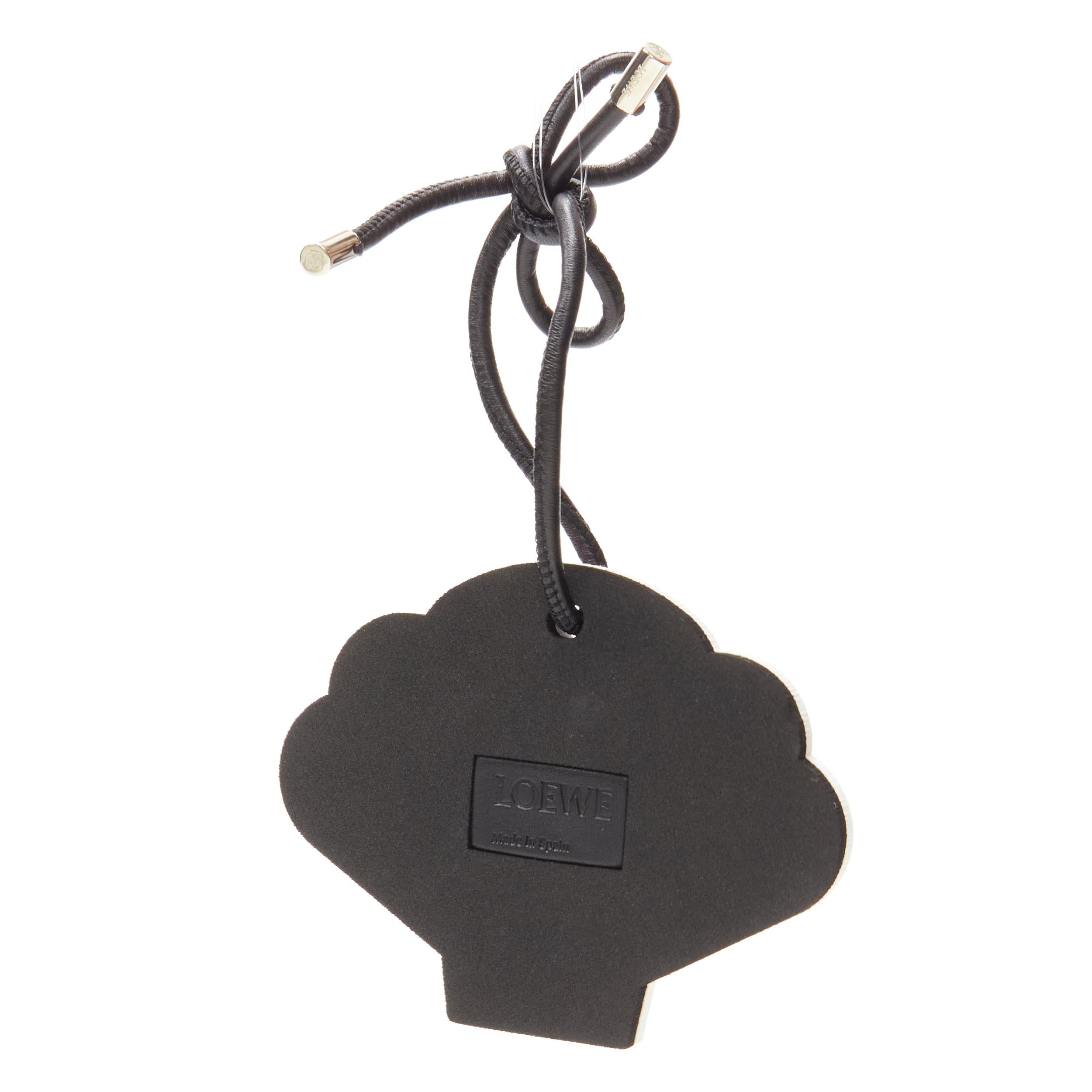 Pink LOEWE pink clam foam black leather cord bag charm For Sale