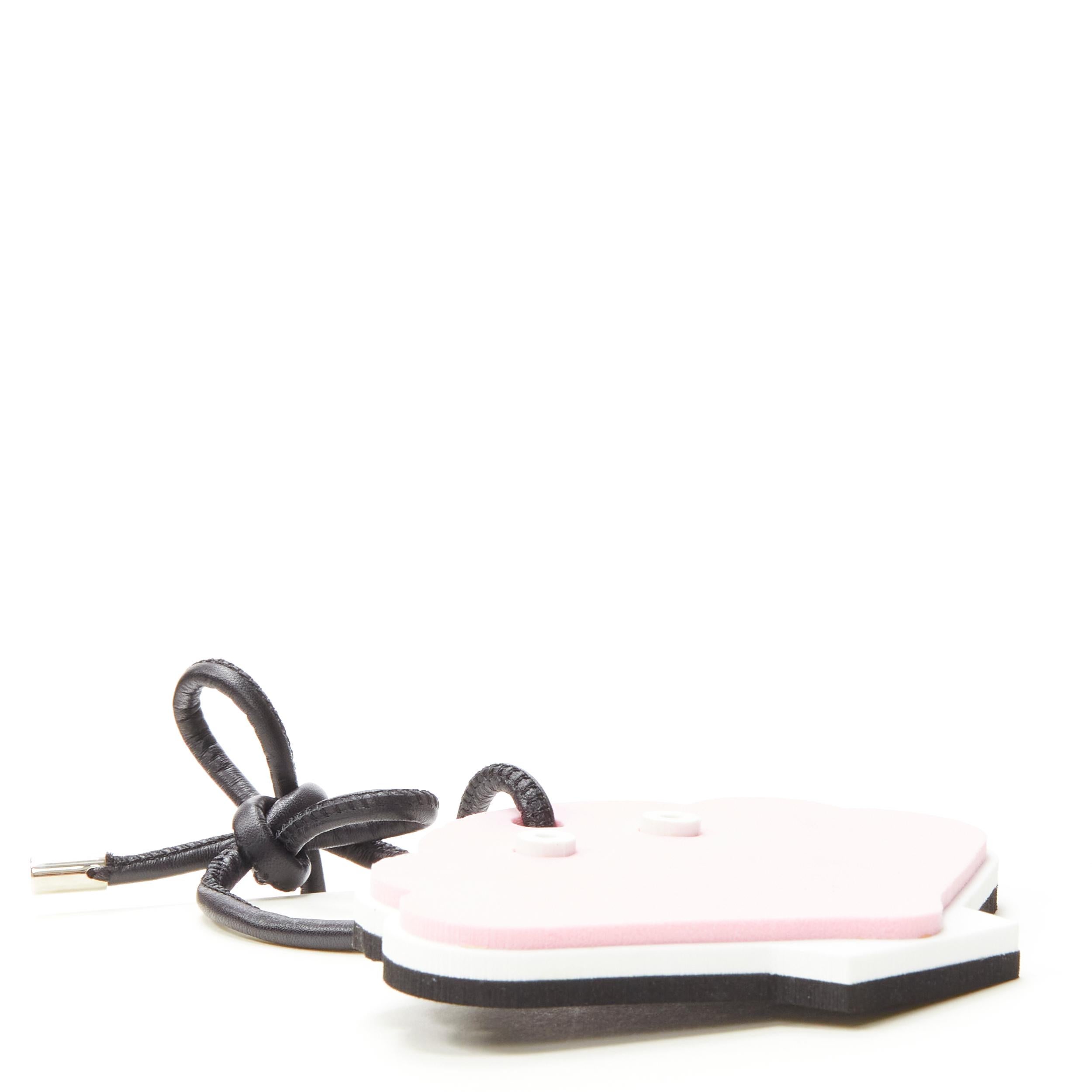 LOEWE pink clam foam black leather cord bag charm In Excellent Condition For Sale In Hong Kong, NT