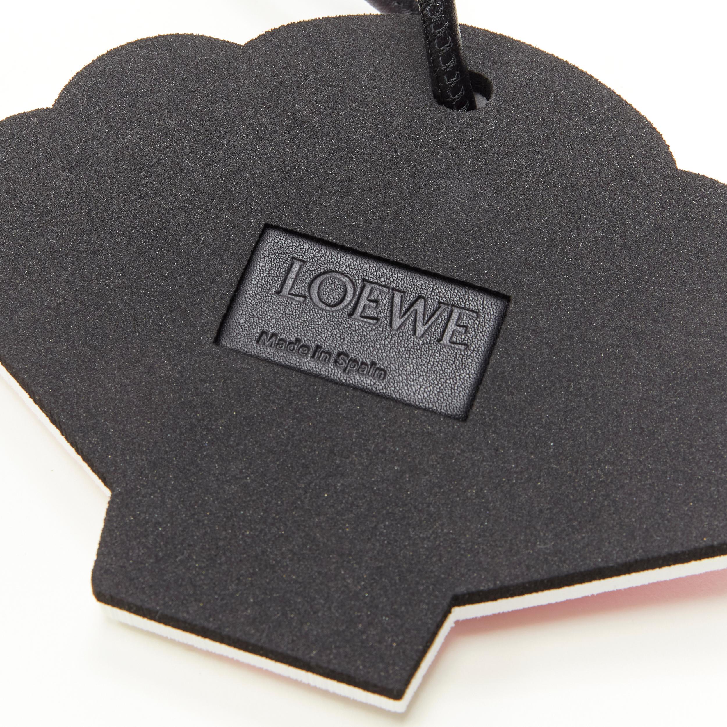 LOEWE pink clam foam black leather cord bag charm For Sale 1