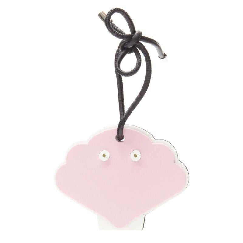 LOEWE pink clam foam black leather cord bag charm
