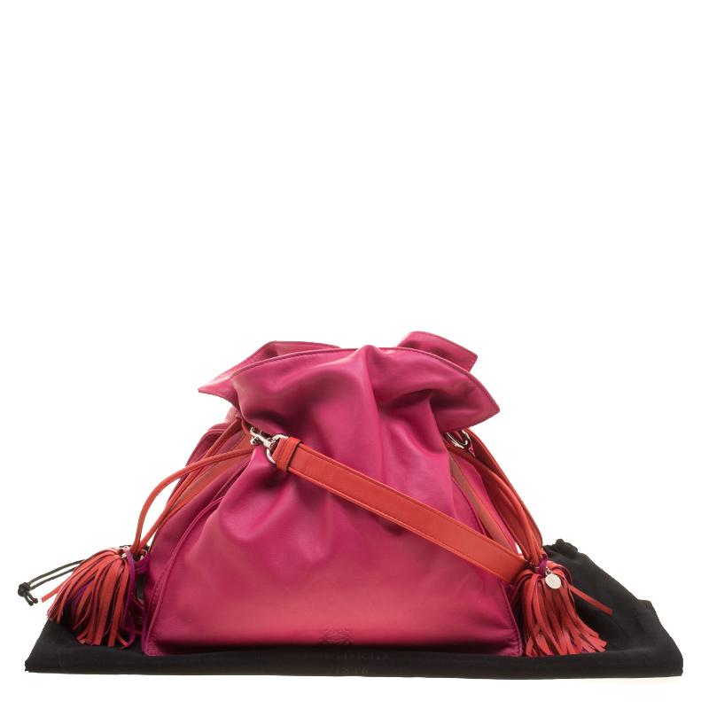 Loewe Pink/Coral Leather Flamenco Shoulder Bag 6