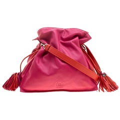 Loewe Pink/Coral Leather Flamenco Shoulder Bag