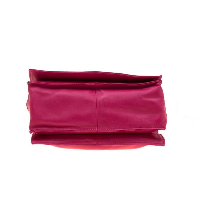 Red Loewe Pink/Coral Leather Small Flamenco Shoulder Bag
