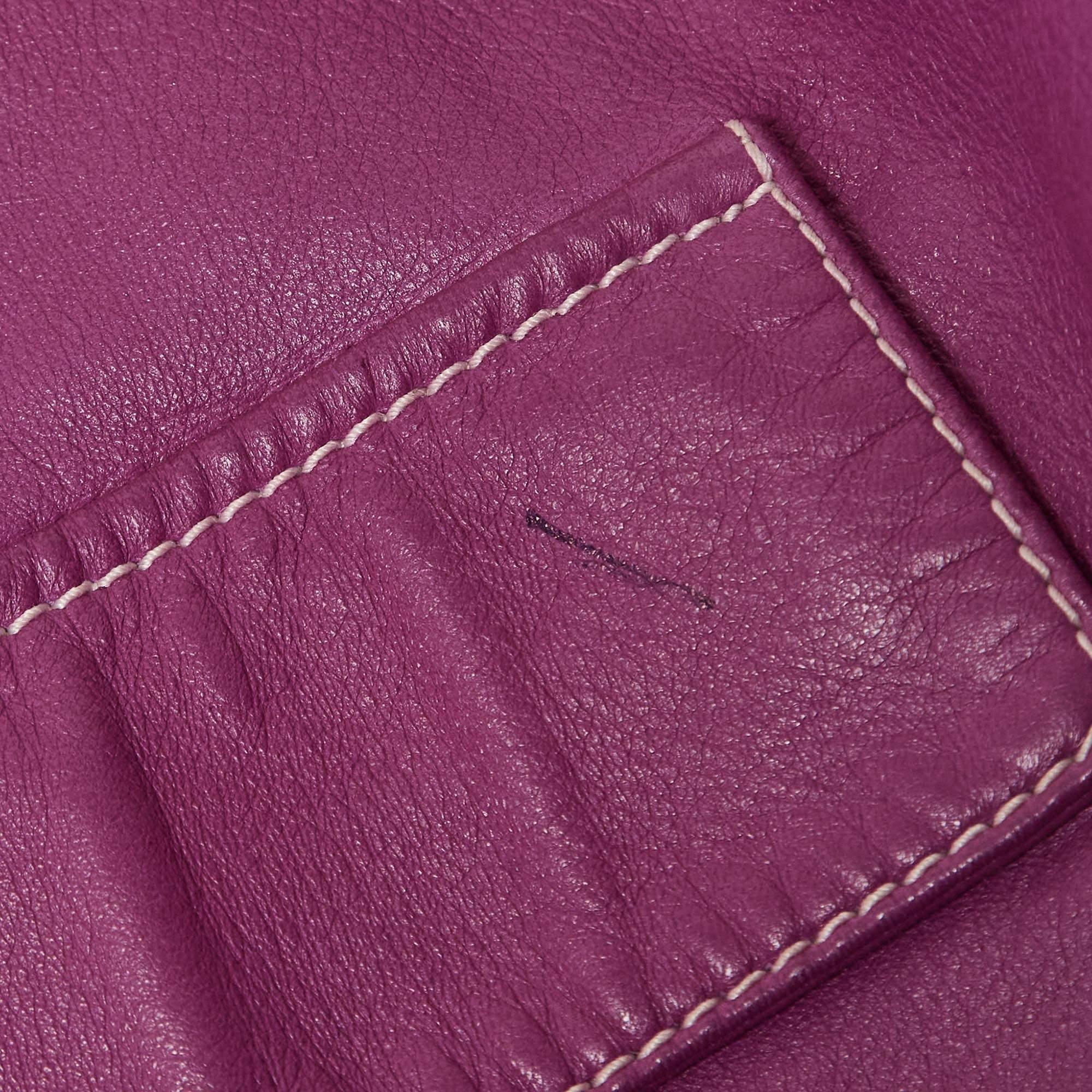 Loewe Pink Lambskin Leather Cropped Shirt S 2