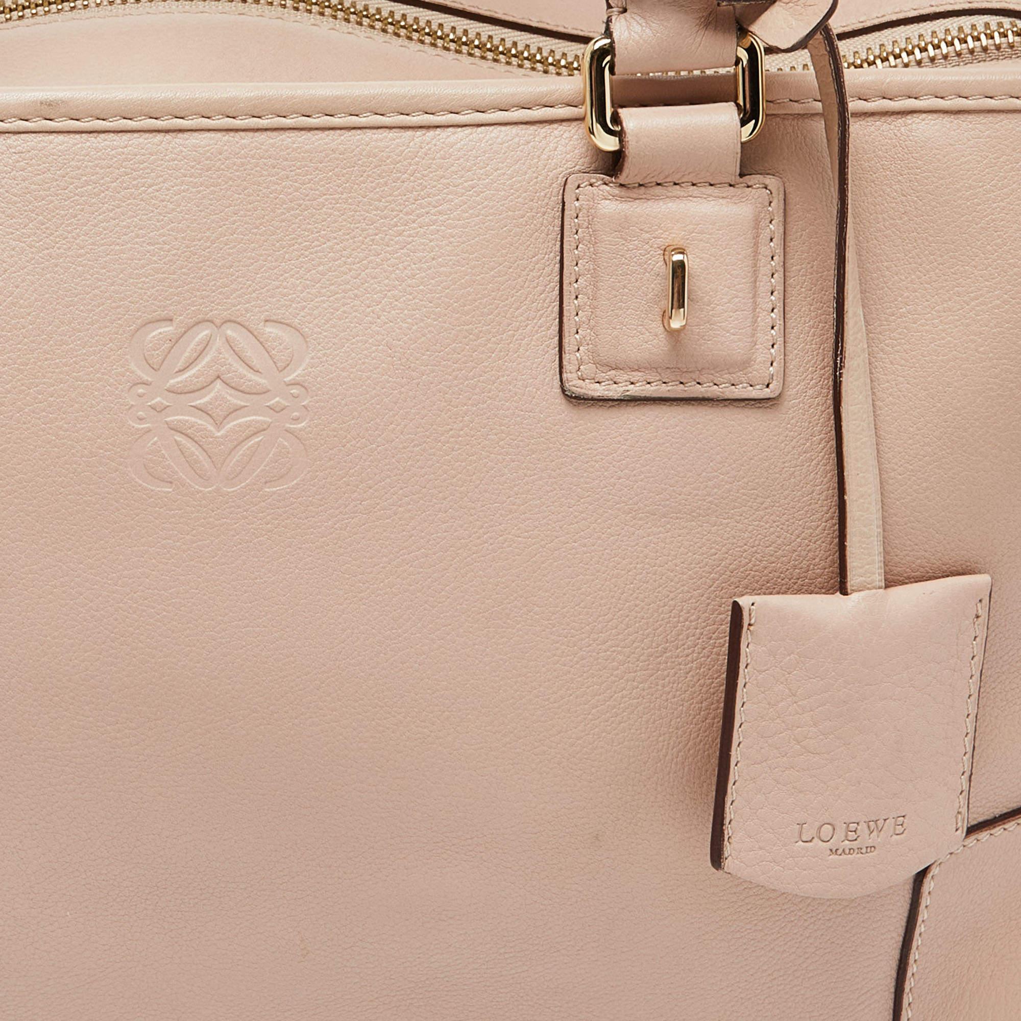 Loewe Pink Leather Amazona 36 Satchel In Good Condition In Dubai, Al Qouz 2
