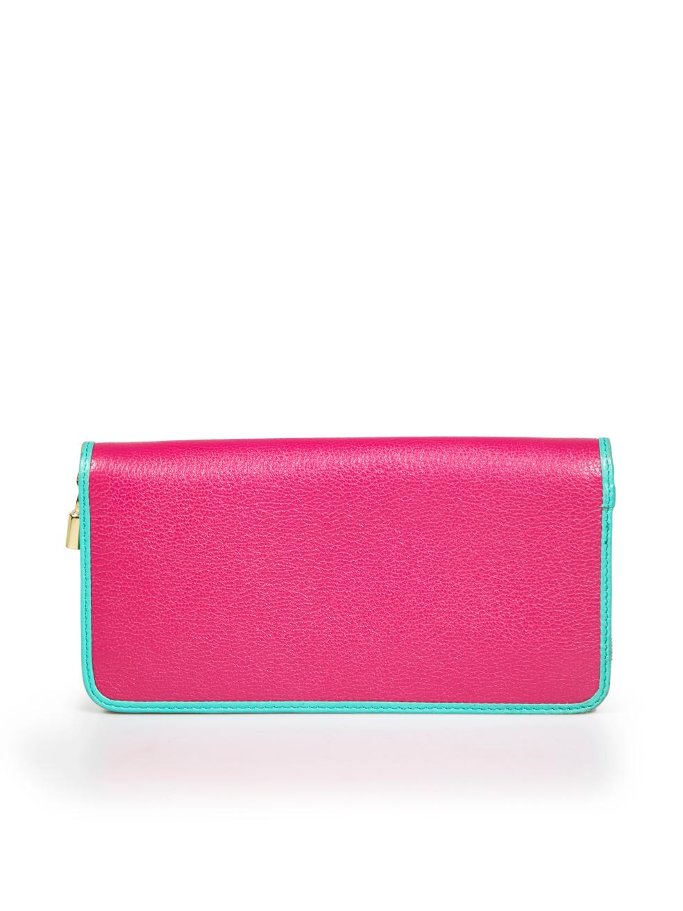 Loewe Pink Leather Contrast Trim Continental Wallet In Good Condition For Sale In London, GB