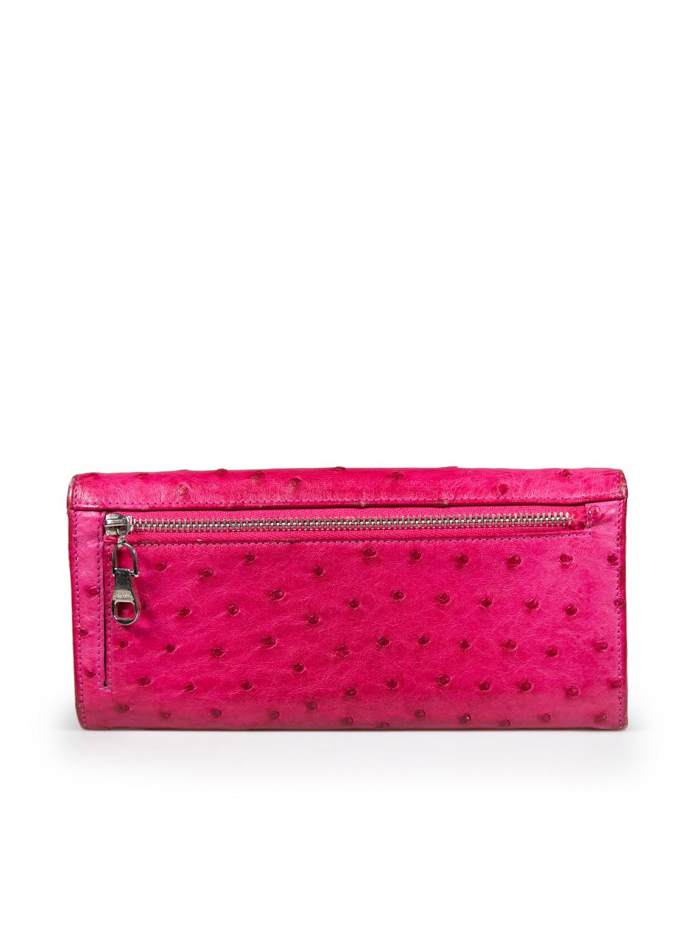 Loewe Pink Ostrich Leather Wallet In Good Condition In London, GB