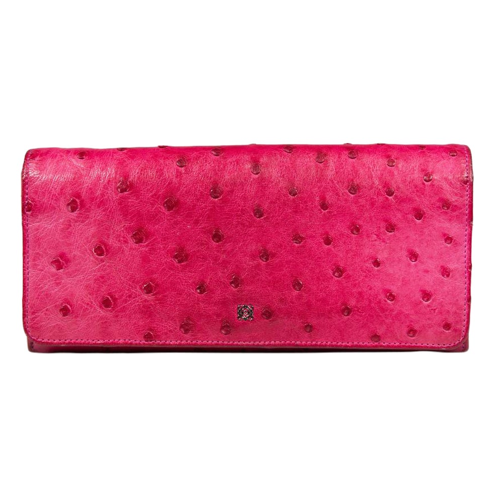 Loewe Pink Ostrich Leather Wallet