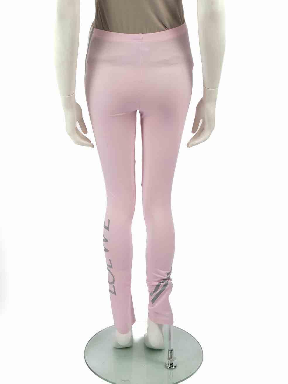 Loewe Pink Striped Logo Detail Leggings Size L In Good Condition For Sale In London, GB