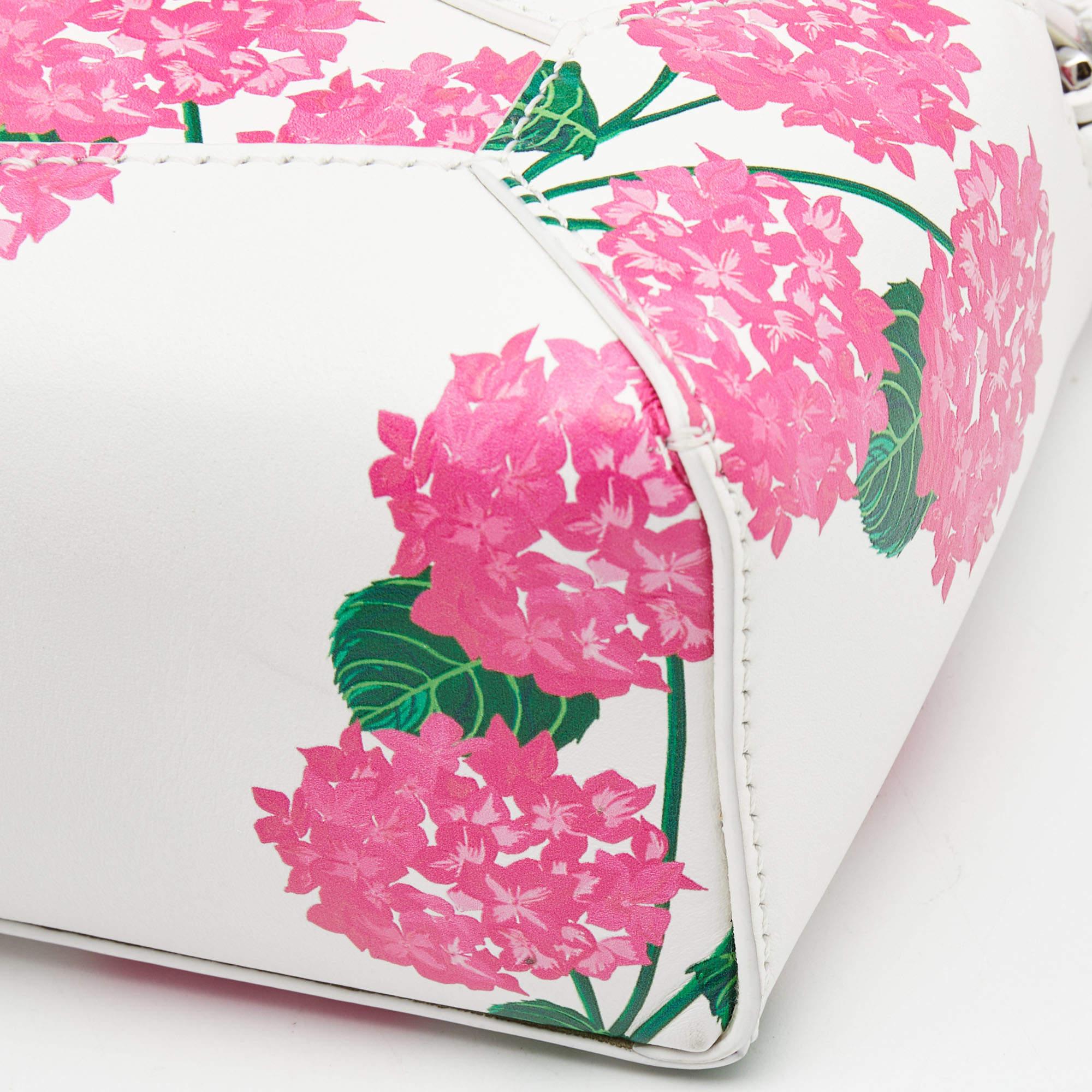 Loewe Pink/White Rose Print Leather Mini Puzzle Shoulder Bag 3