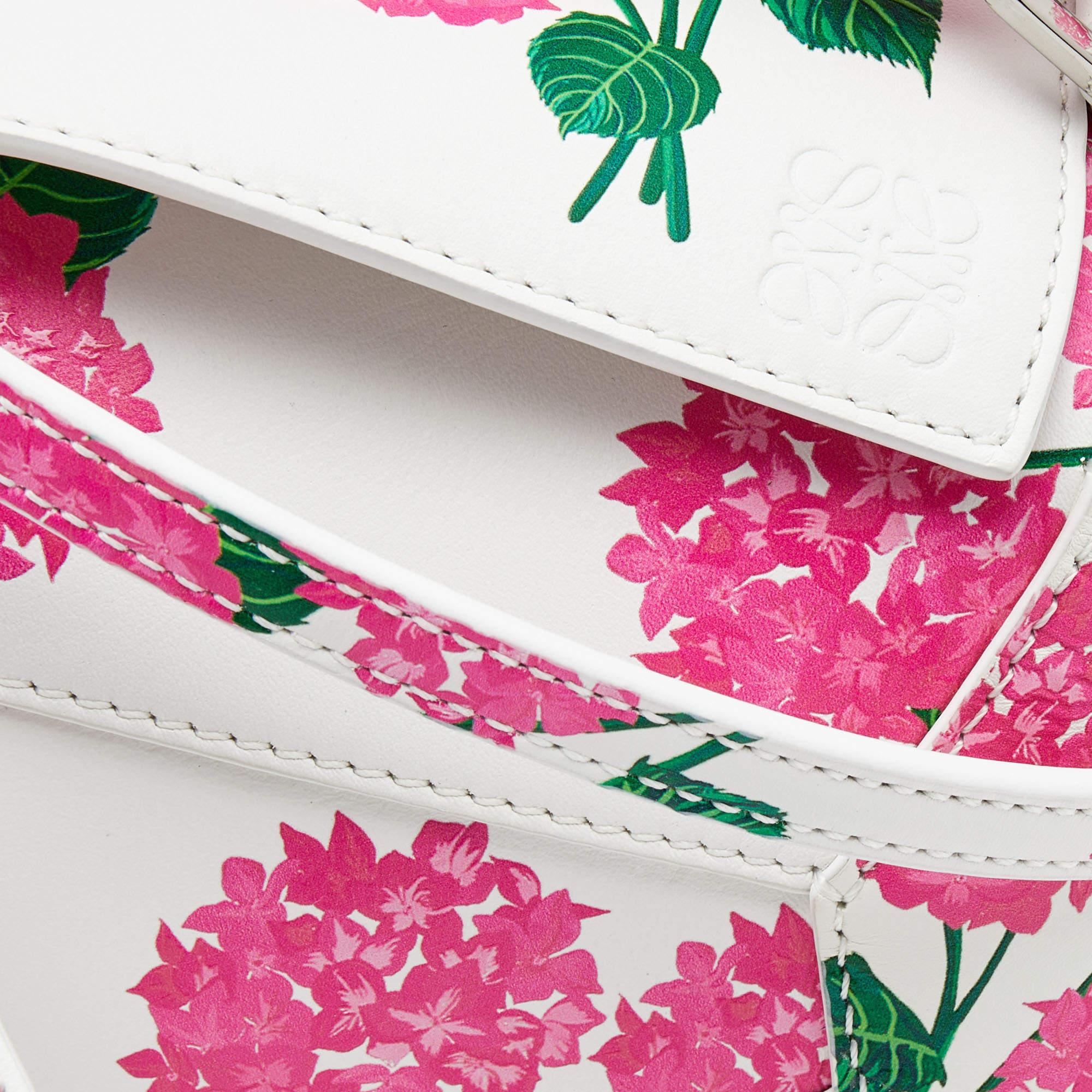 Loewe Pink/White Rose Print Leather Mini Puzzle Shoulder Bag 4