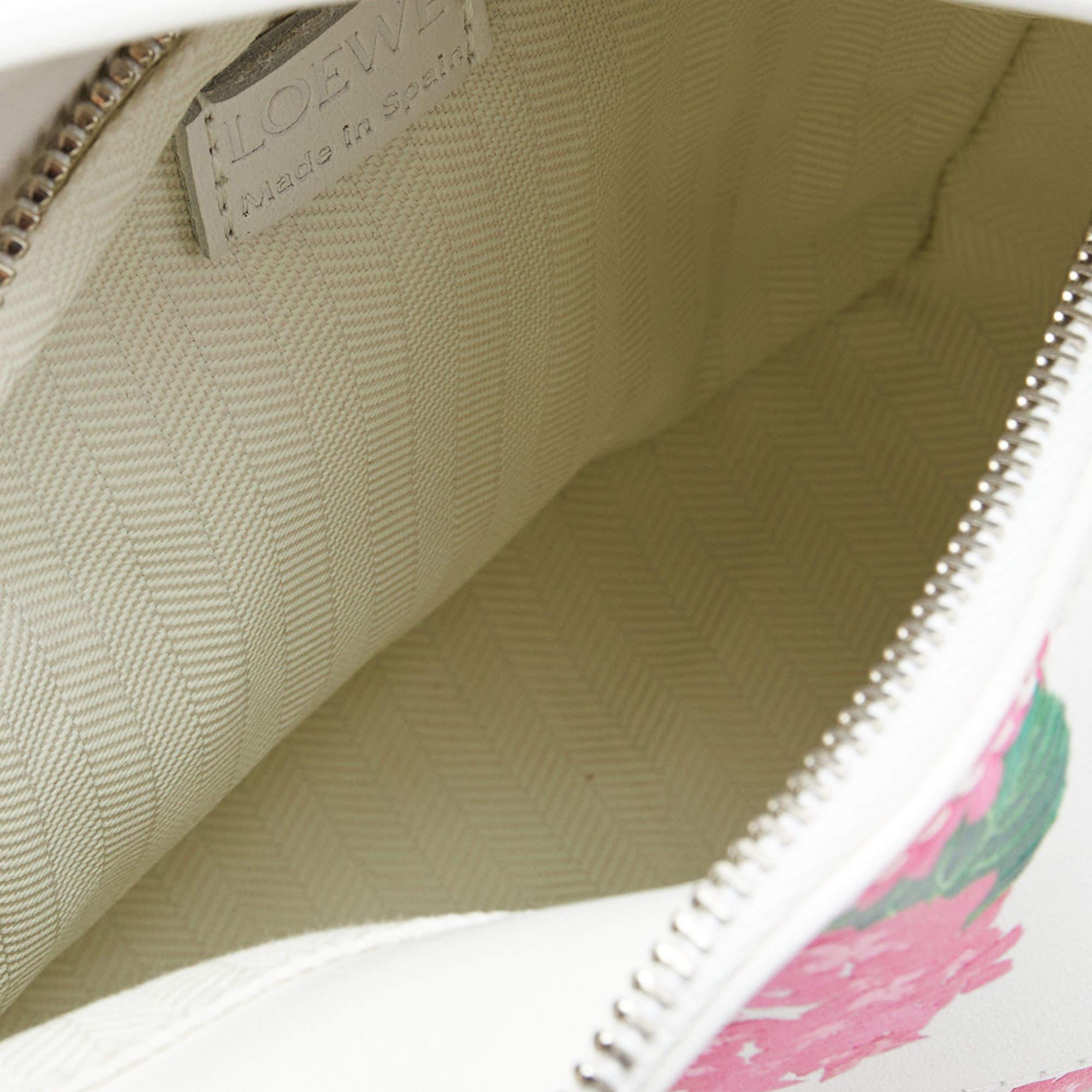 Loewe Pink/White Rose Print Leather Mini Puzzle Shoulder Bag 5
